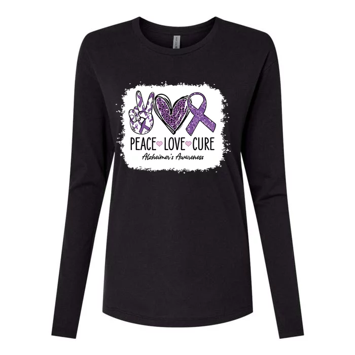 Peace Love Cure We Wear Purple For AlzheimerS Awareness Womens Cotton Relaxed Long Sleeve T-Shirt