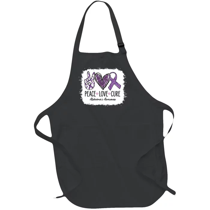 Peace Love Cure We Wear Purple For AlzheimerS Awareness Full-Length Apron With Pocket