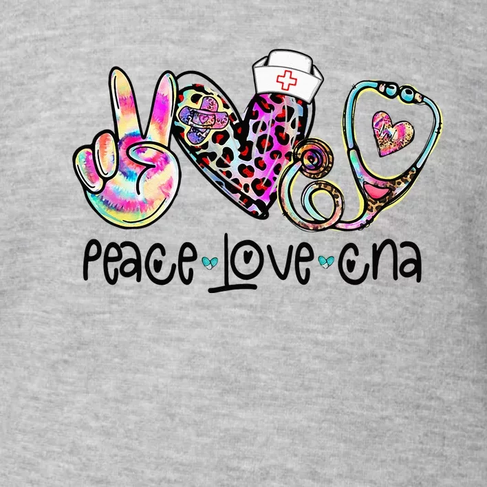 Peace Love CNA Leopard Heart Stethoscope Nursing Nurse Life Toddler Sweatshirt