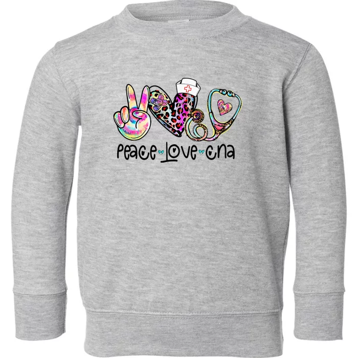 Peace Love CNA Leopard Heart Stethoscope Nursing Nurse Life Toddler Sweatshirt