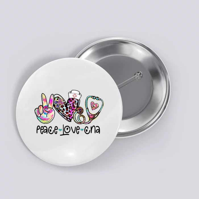 Peace Love CNA Leopard Heart Stethoscope Nursing Nurse Life Button