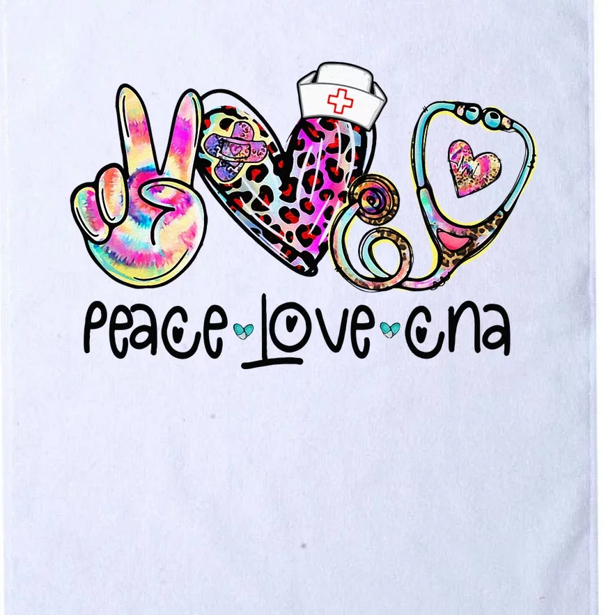 Peace Love CNA Leopard Heart Stethoscope Nursing Nurse Life Platinum Collection Golf Towel