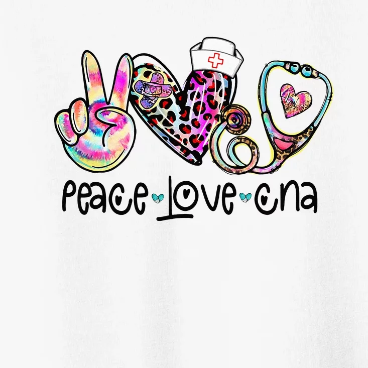 Peace Love CNA Leopard Heart Stethoscope Nursing Nurse Life Toddler T-Shirt