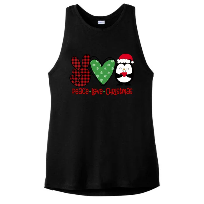 Peace Love Christmas 1 Breast Cancer DéCor Theme Gift Ladies Tri-Blend Wicking Tank