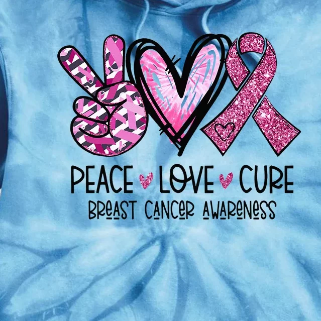 Peace Love Cure Pink Ribbon Cancer Breast Awareness Tie Dye Hoodie