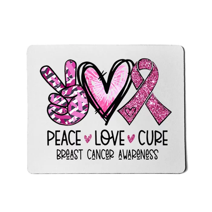 Peace Love Cure Pink Ribbon Cancer Breast Awareness Mousepad