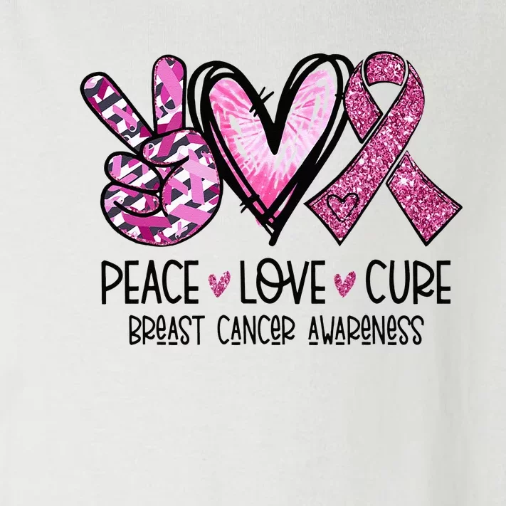 Peace Love Cure Pink Ribbon Cancer Breast Awareness Toddler Long Sleeve Shirt