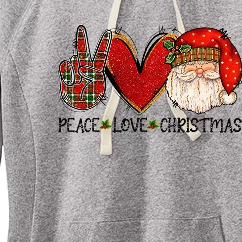 Peace Love Christmas Funny Santa Claus Happy Xmas Women's Fleece Hoodie