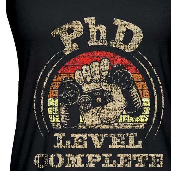 PhD Level Complete PhD Graduate Ph.D. Graduation Doctorate Ladies Essential Flowy Tank