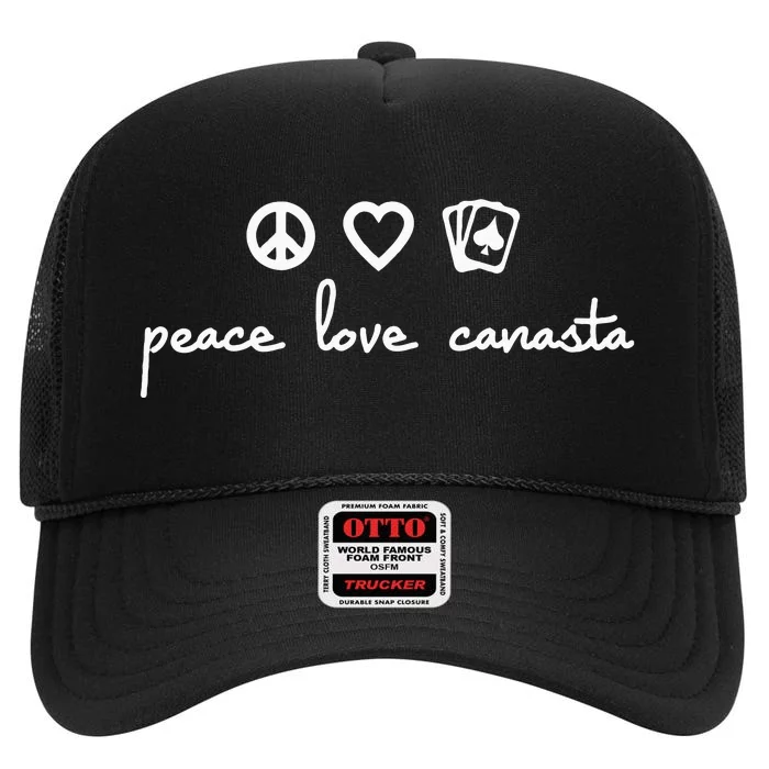 Peace Love Canasta High Crown Mesh Trucker Hat