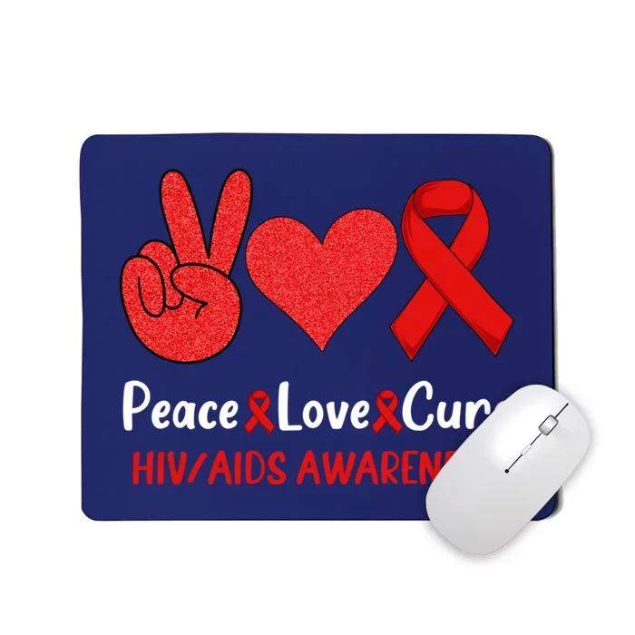 Peace Love Cure World Aids Day HIV/AIDS Awareness Mousepad