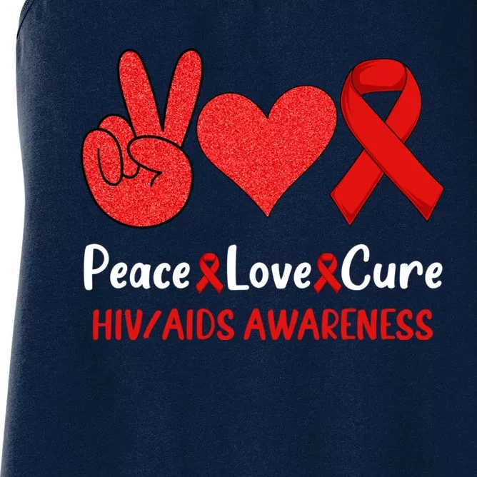 Peace Love Cure World Aids Day HIV/AIDS Awareness Women's Racerback Tank