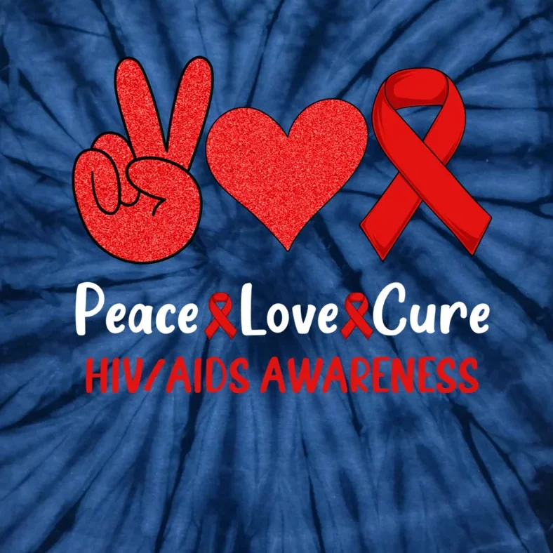 Peace Love Cure World Aids Day HIV/AIDS Awareness Tie-Dye T-Shirt