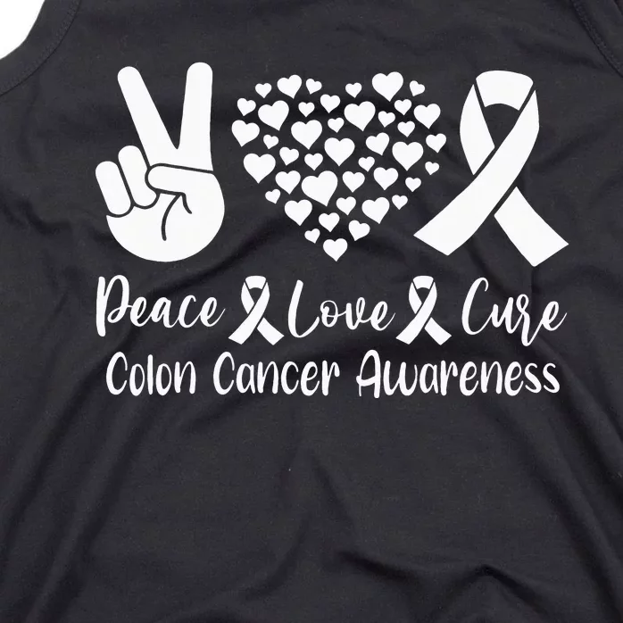 Peace Love Cure Colon Cancer Awareness Warriors & Supporters Tank Top