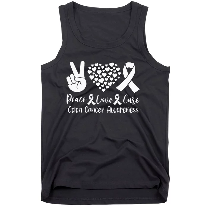 Peace Love Cure Colon Cancer Awareness Warriors & Supporters Tank Top