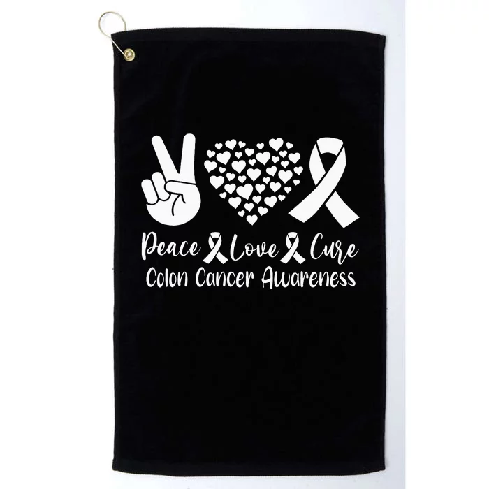 Peace Love Cure Colon Cancer Awareness Warriors & Supporters Platinum Collection Golf Towel