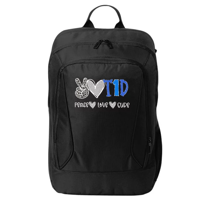 Peace Love Cure Type One Diabetes awareness T1D City Backpack