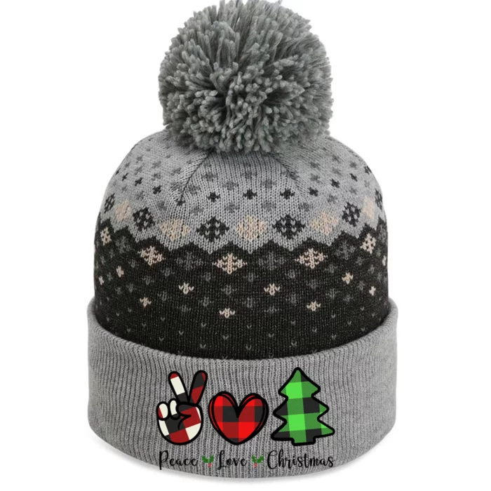 Peace Love Christmas Holiday Festive Gift The Baniff Cuffed Pom Beanie