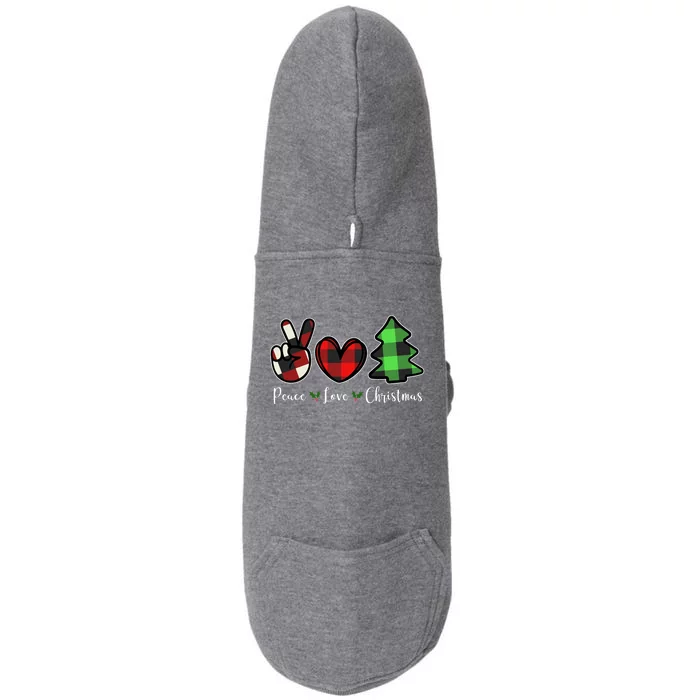 Peace Love Christmas Holiday Festive Gift Doggie 3-End Fleece Hoodie