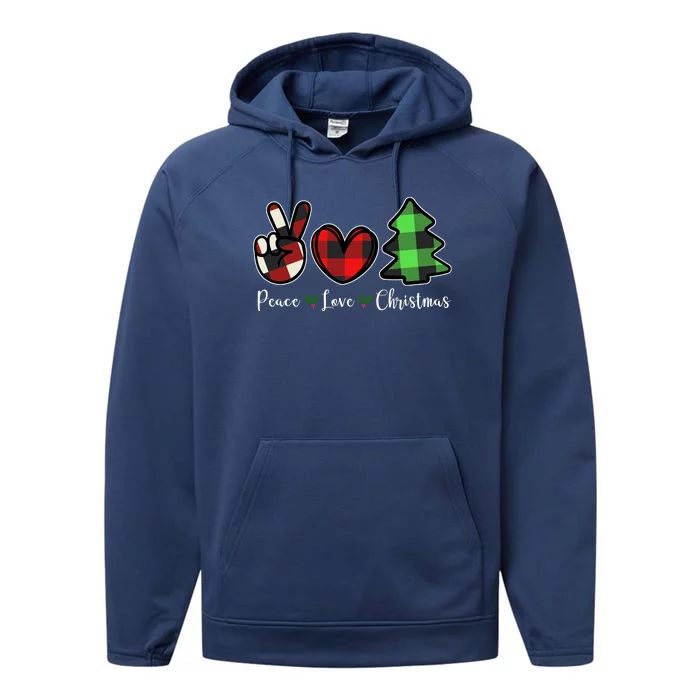 Peace Love Christmas Holiday Festive Gift Performance Fleece Hoodie