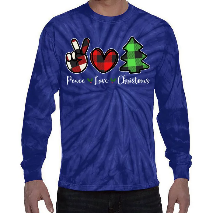 Peace Love Christmas Holiday Festive Gift Tie-Dye Long Sleeve Shirt