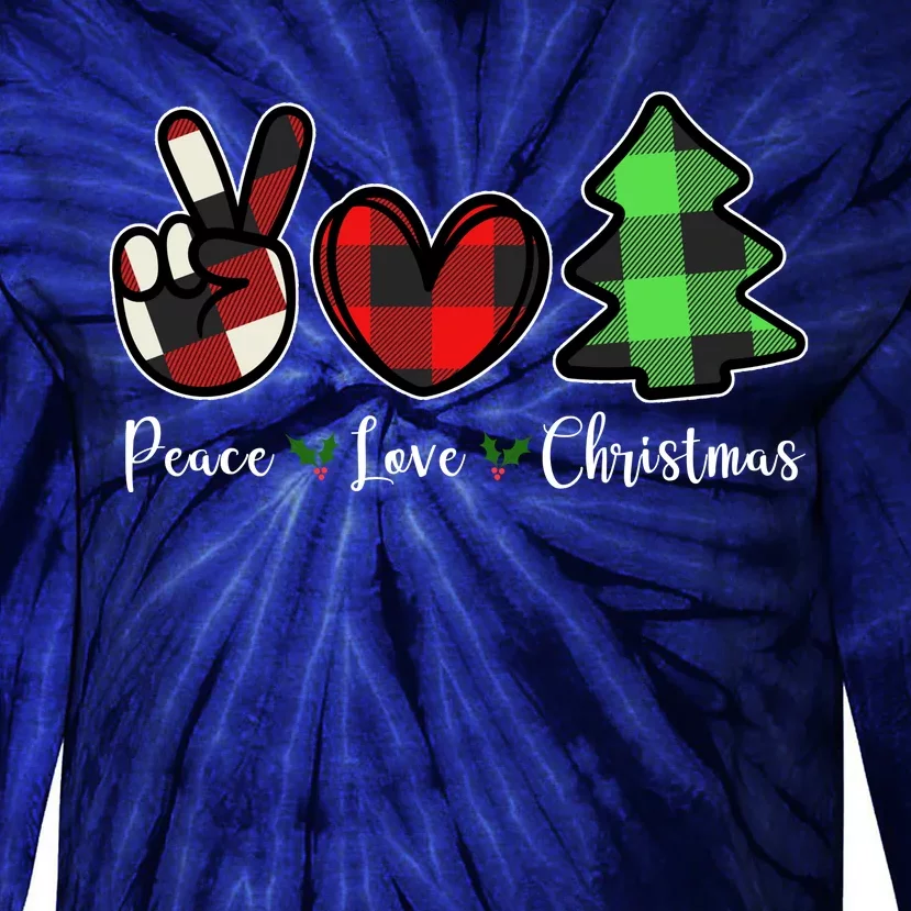 Peace Love Christmas Holiday Festive Gift Tie-Dye Long Sleeve Shirt