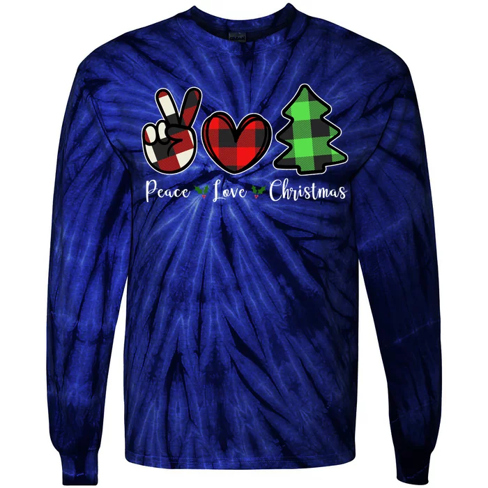 Peace Love Christmas Holiday Festive Gift Tie-Dye Long Sleeve Shirt