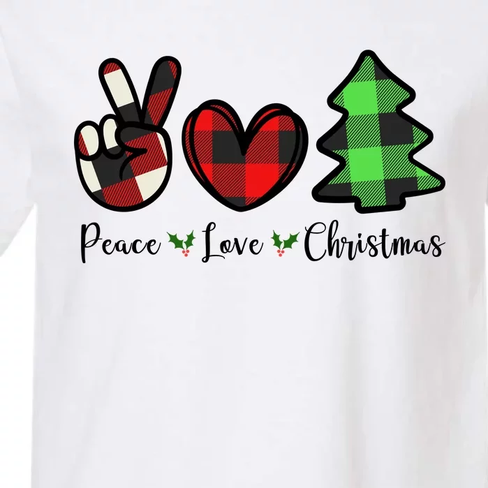 Peace Love Christmas Holiday Festive Gift Garment-Dyed Heavyweight T-Shirt