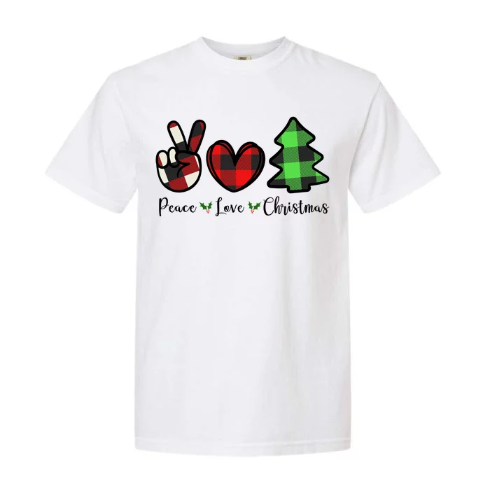 Peace Love Christmas Holiday Festive Gift Garment-Dyed Heavyweight T-Shirt