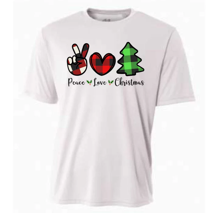 Peace Love Christmas Holiday Festive Gift Cooling Performance Crew T-Shirt