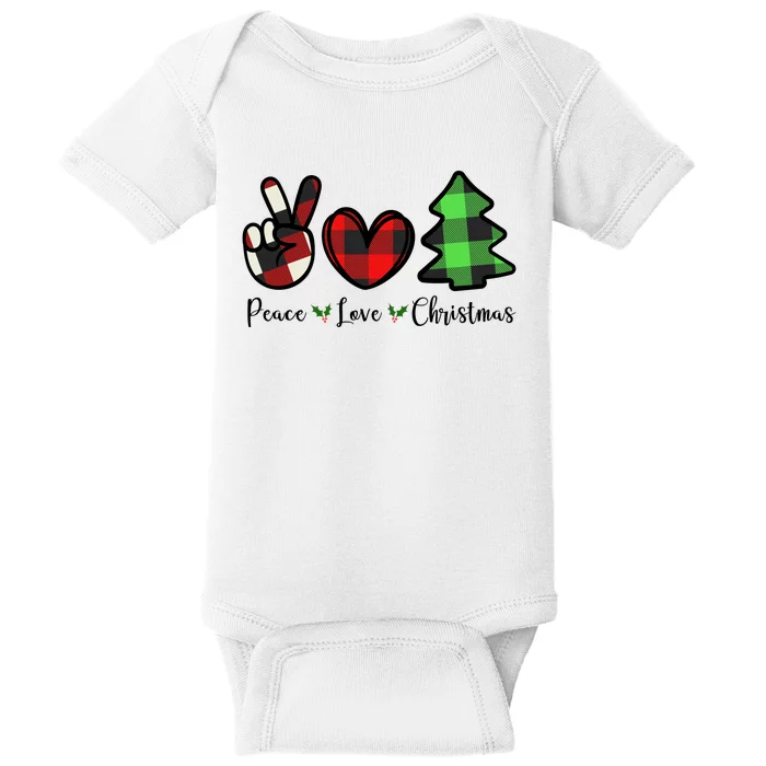 Peace Love Christmas Holiday Festive Gift Baby Bodysuit