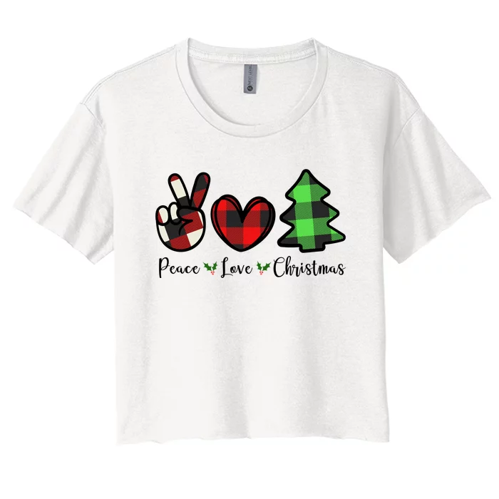 Peace Love Christmas Holiday Festive Gift Women's Crop Top Tee