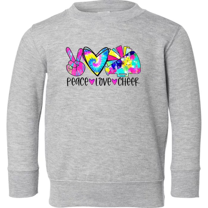 Peace Love Cheer Tie Dye Cheerleading Cheerleader Gift Toddler Sweatshirt