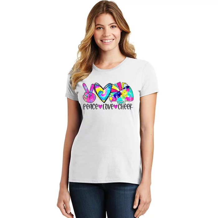 Peace Love Cheer Tie Dye Cheerleading Cheerleader Gift Women's T-Shirt