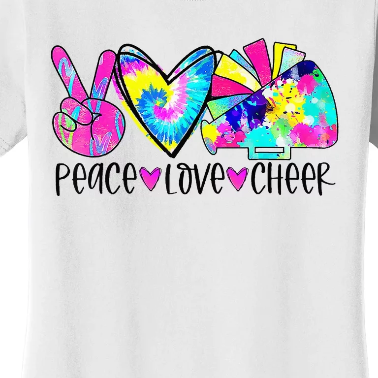 Peace Love Cheer Tie Dye Cheerleading Cheerleader Gift Women's T-Shirt