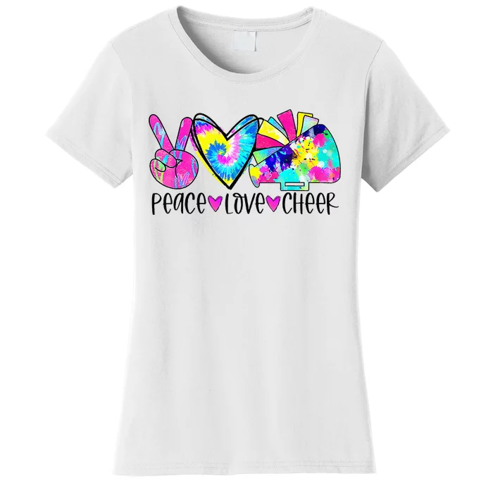 Peace Love Cheer Tie Dye Cheerleading Cheerleader Gift Women's T-Shirt