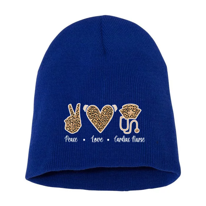 Peace Love Cardiac Nurse Cardiac Nursing Gift Short Acrylic Beanie