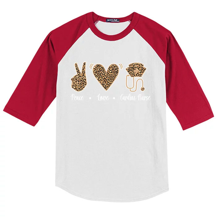 Peace Love Cardiac Nurse Cardiac Nursing Gift Kids Colorblock Raglan Jersey