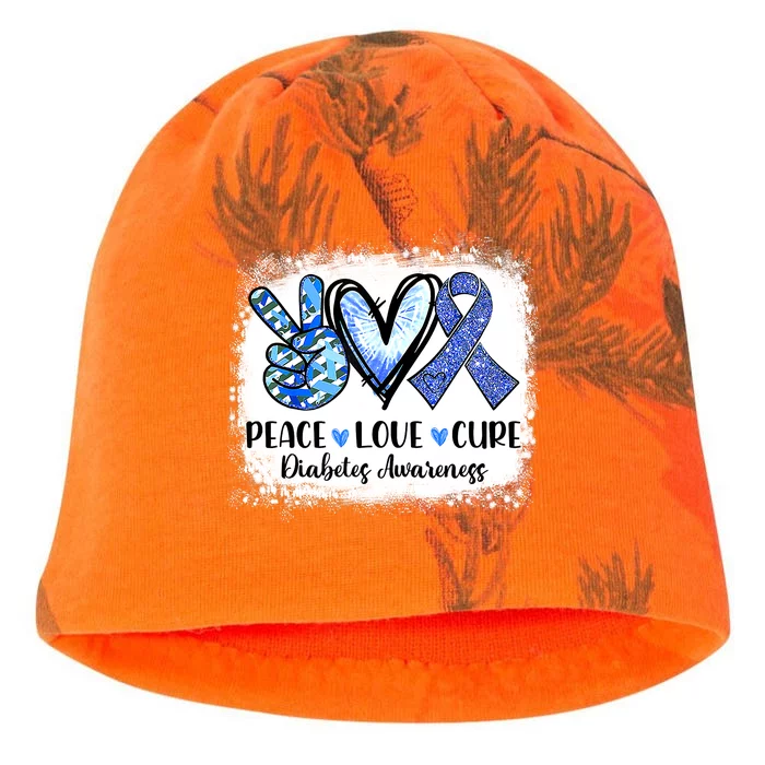 Peace Love Cure Blue Ribbon Type 1 Diabetes Awareness T1D Kati - Camo Knit Beanie