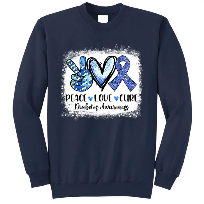 Peace Love Cure Blue Ribbon Type 1 Diabetes Awareness T1D Sweatshirt