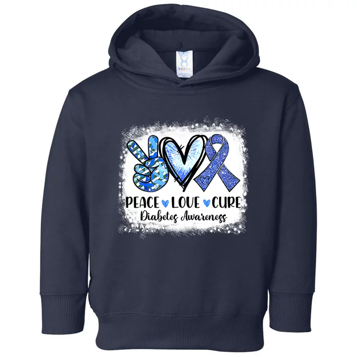 Peace Love Cure Blue Ribbon Type 1 Diabetes Awareness T1D Toddler Hoodie