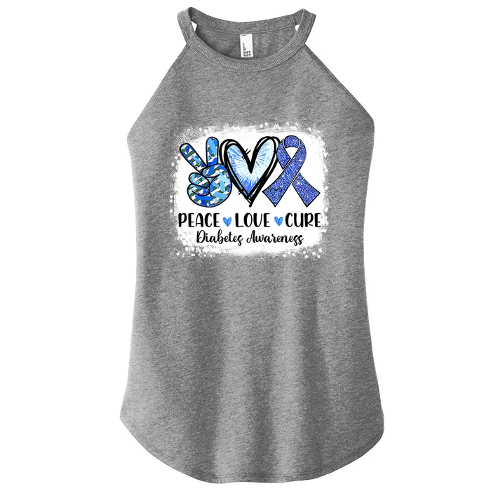 Peace Love Cure Blue Ribbon Type 1 Diabetes Awareness T1D Women’s Perfect Tri Rocker Tank