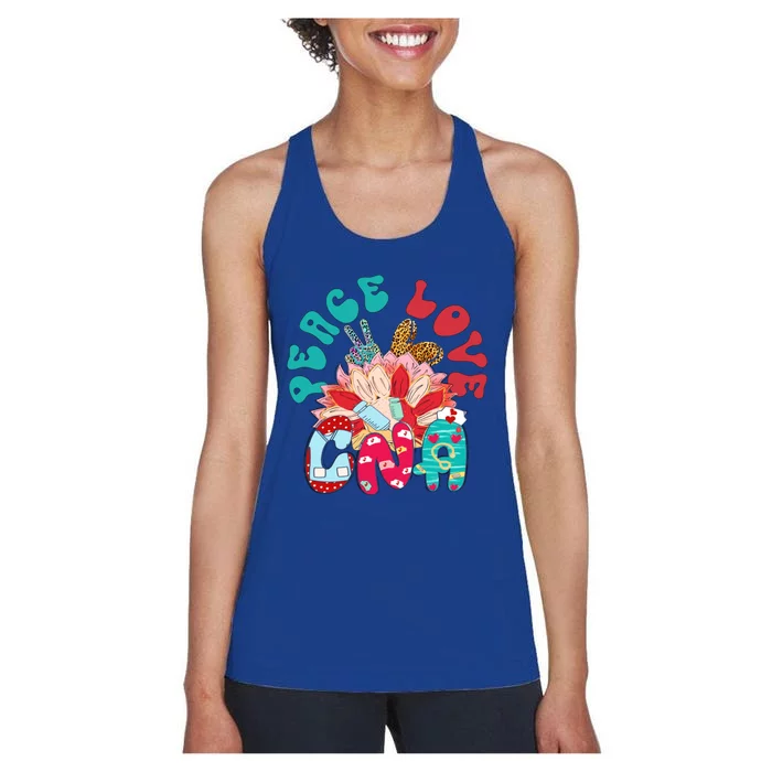 Peace Love Certified Nursing Assistant Peace Love Cna Gift Women's Racerback Tank