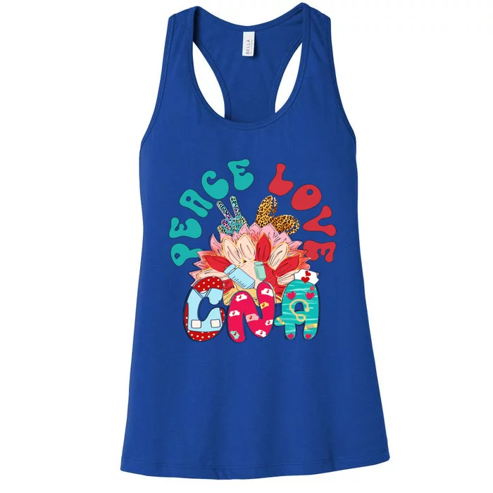 Peace Love Certified Nursing Assistant Peace Love Cna Gift Women's Racerback Tank