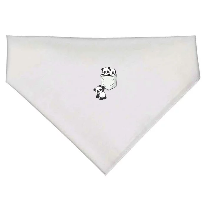 Panda Lovers Cute Kawaii Baby Pandas In Pocket USA-Made Doggie Bandana