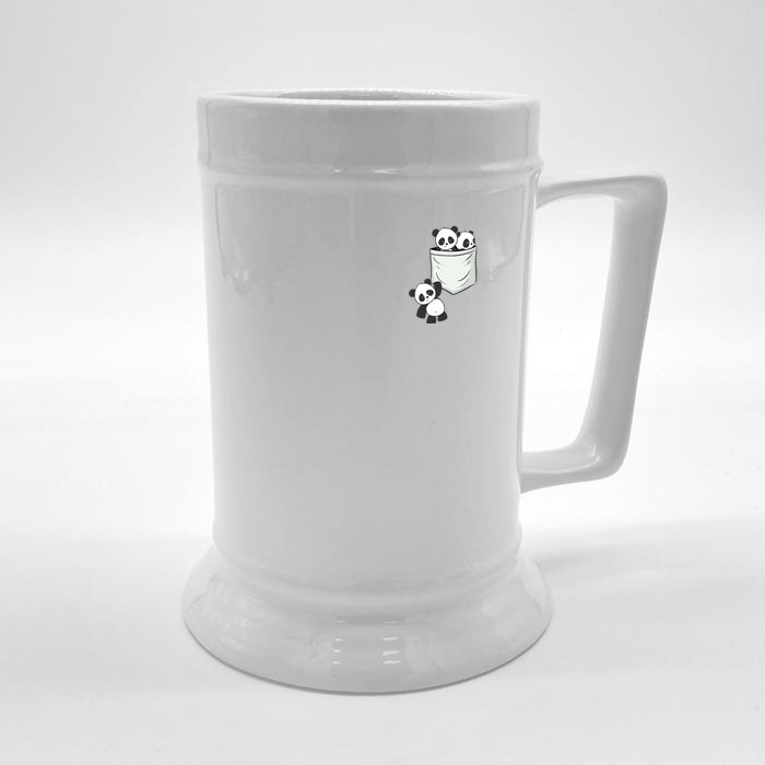 Panda Lovers Cute Kawaii Baby Pandas In Pocket Front & Back Beer Stein