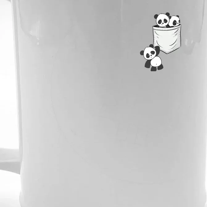 Panda Lovers Cute Kawaii Baby Pandas In Pocket Front & Back Beer Stein