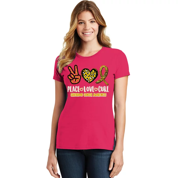 Peace Love Cure Childhood Cancer Awareness Women's T-Shirt