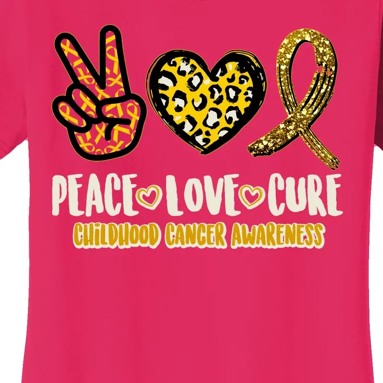 Peace Love Cure Childhood Cancer Awareness Women's T-Shirt