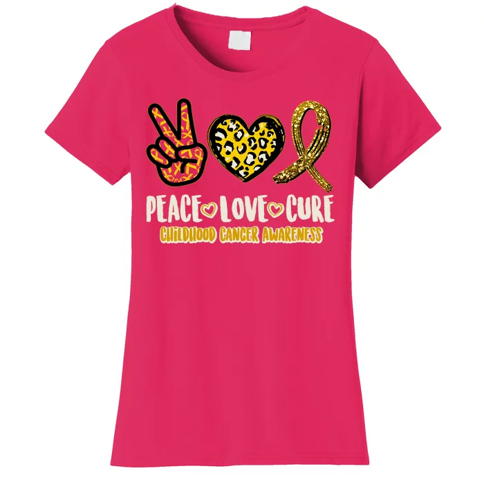 Peace Love Cure Childhood Cancer Awareness Women's T-Shirt